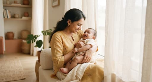 A parent sharing a quiet moment with their baby